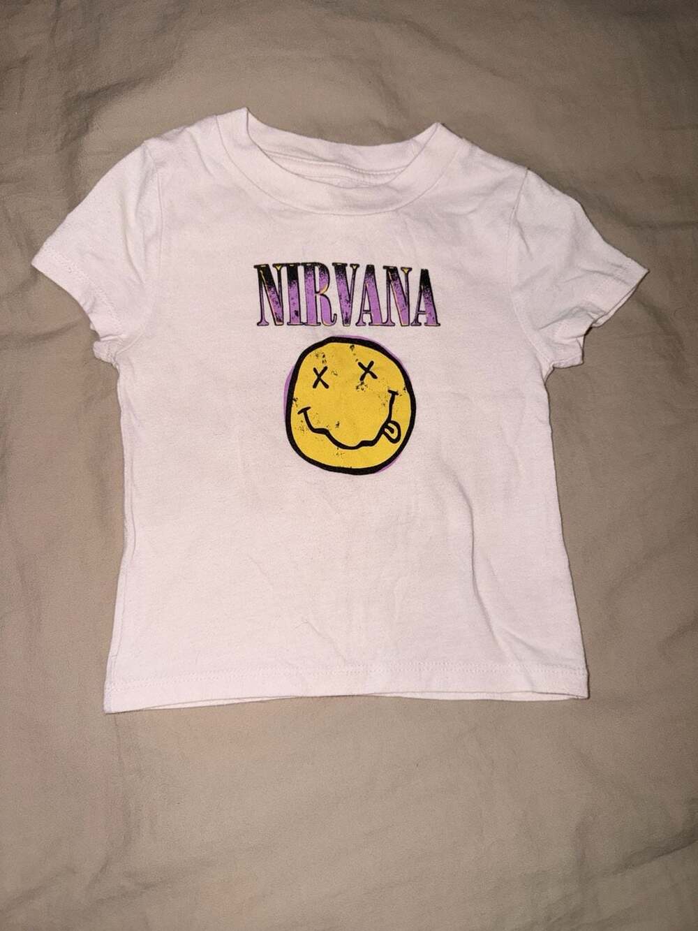 Nirvana Toddler Smiley Face Logo Light Pink Short Sleeve T-Shirt Size 2T